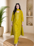 Festive Trendy Yallow Roman Silk Embroidered Suit Set