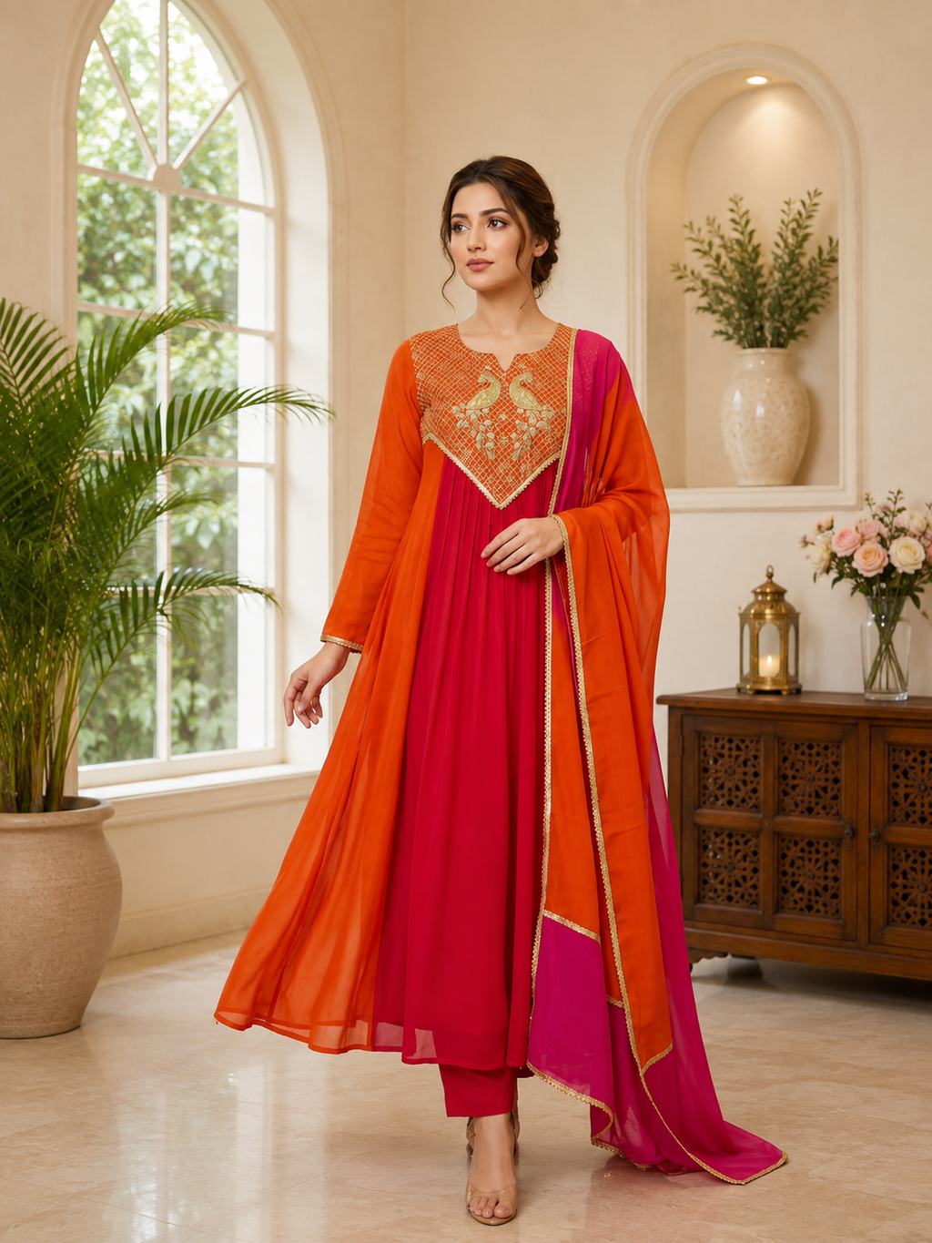 Very Beautiful Festive Sequence Embroidered Anarkali Suit Set
