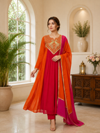 Very Beautiful Festive Sequence Embroidered Anarkali Suit Set