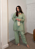 Attractive Mint Green Faux Georgette Embroidered Suit Set with Dupatta