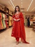 Trendy Festive Embroidery Mul Chanderi Anarkali Suit Set