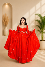 Neha Elegant Rust Orange Faux Georgette Anarkali Suit Set