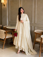 Elegant Premium Look White Anarkali Suit Set with Dupatta