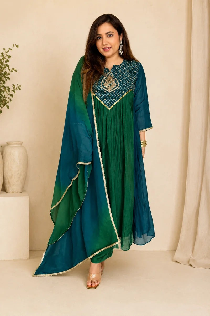 Nayantara Emerald Festive Embroidered Anarkali Set