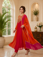 Very Beautiful Festive Sequence Embroidered Anarkali Suit Set