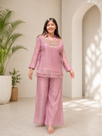 Very Beautiful Mauve Salsa Crushed Festive Co-Ord Set