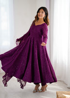 Premium Embroidered Soft Fox Georgette Anarkali Suit Set with Dupatta