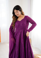 Premium Embroidered Soft Fox Georgette Anarkali Suit Set with Dupatta
