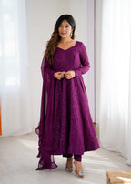 Premium Embroidered Soft Fox Georgette Anarkali Suit Set with Dupatta