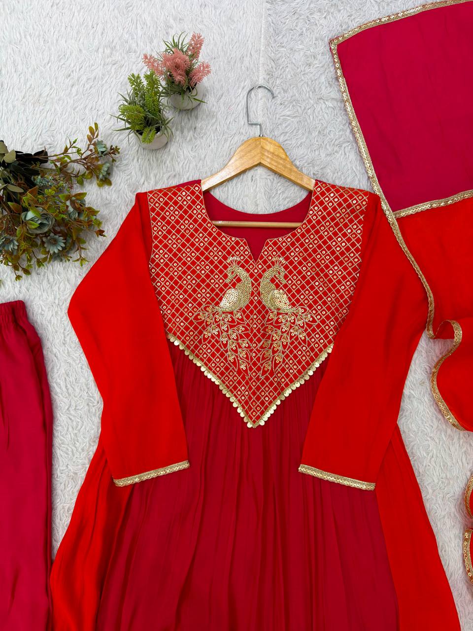 Very Beautiful Festive Sequence Embroidered Anarkali Suit Set