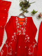 Trendy Festive Embroidery Mul Chanderi Anarkali Suit Set