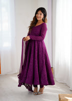 Premium Embroidered Soft Fox Georgette Anarkali Suit Set with Dupatta