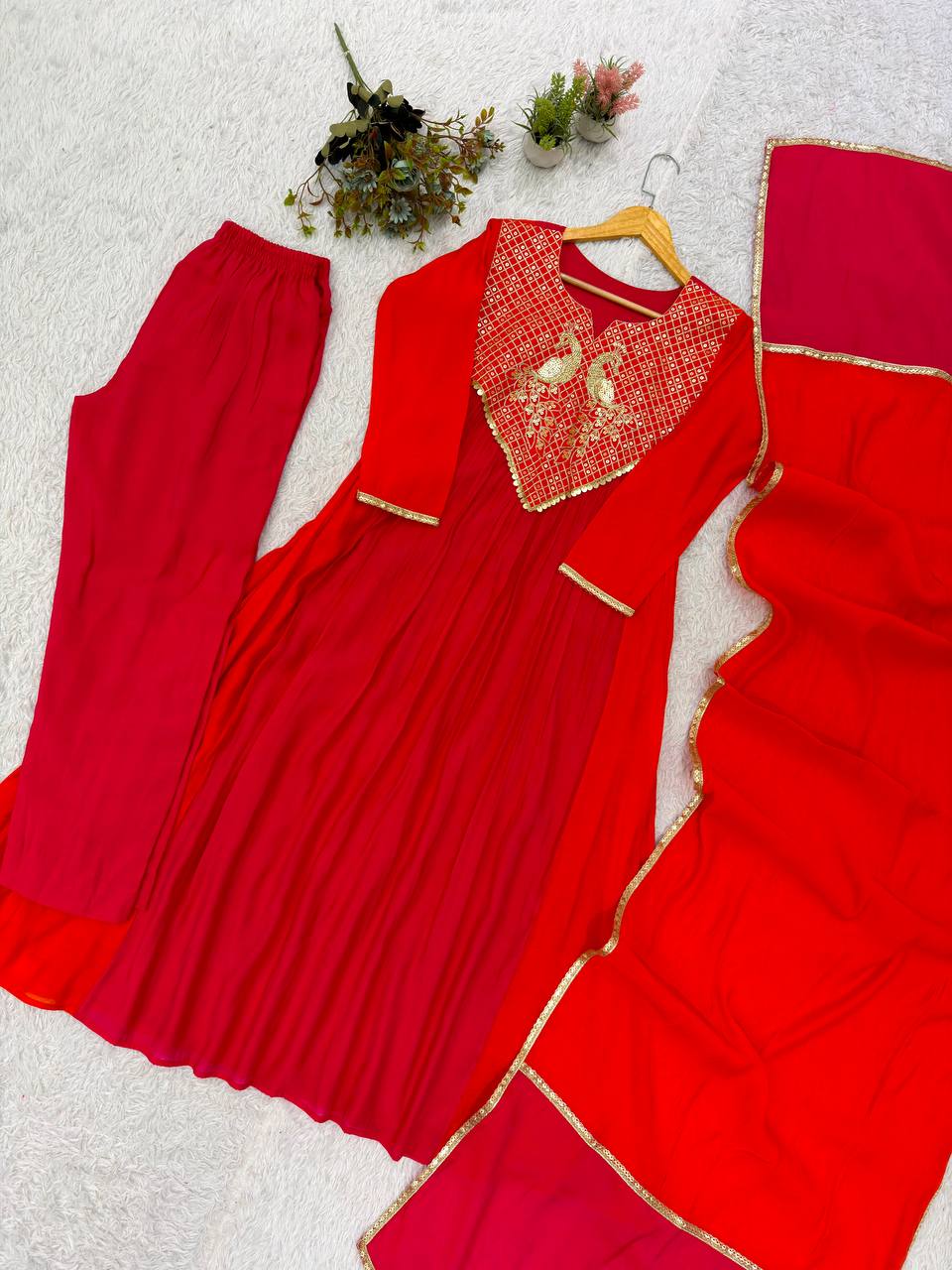 Very Beautiful Festive Sequence Embroidered Anarkali Suit Set