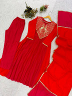 Very Beautiful Festive Sequence Embroidered Anarkali Suit Set