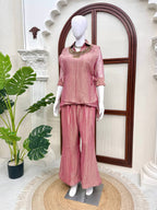 Very Beautiful Mauve Salsa Crushed Festive Co-Ord Set