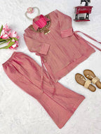 Very Beautiful Mauve Salsa Crushed Festive Co-Ord Set