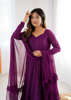 Premium Embroidered Soft Fox Georgette Anarkali Suit Set with Dupatta
