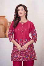 Beautiful Pink Designer Pure Cotton Co-ord Set