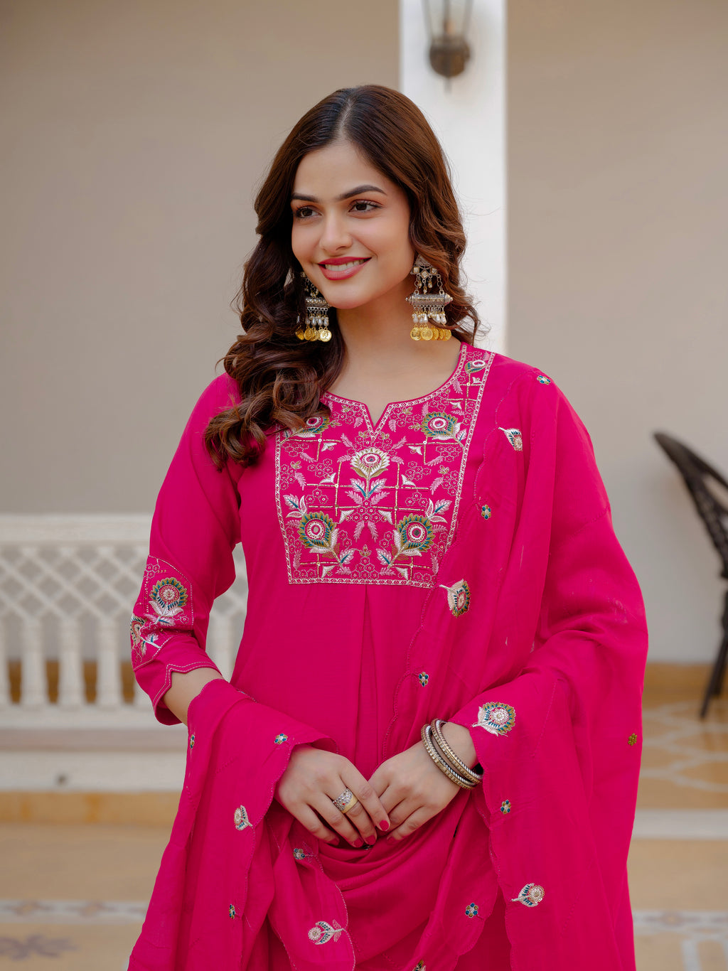 Elegant Pink Embroidered Ethnic Kurta Set for Women