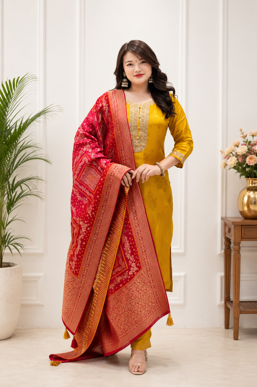 Designer Pure Banarasi Jacquard Weaving Suit Set with Dupatta