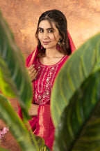 Designer Rani Pink Embroidered Marina Silk Suit