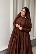 New Designer Party Wear Look Roman Silk Embroidered Anarkali Gown Set