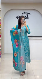 ELEGANT PURE BANARASI SILK JEQUARD WEAVING SUIT SET