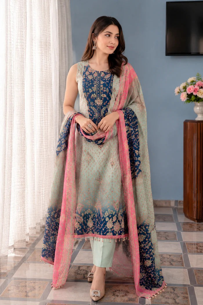 Elegant Floral Printed Muslin Ethnic Suit for Women