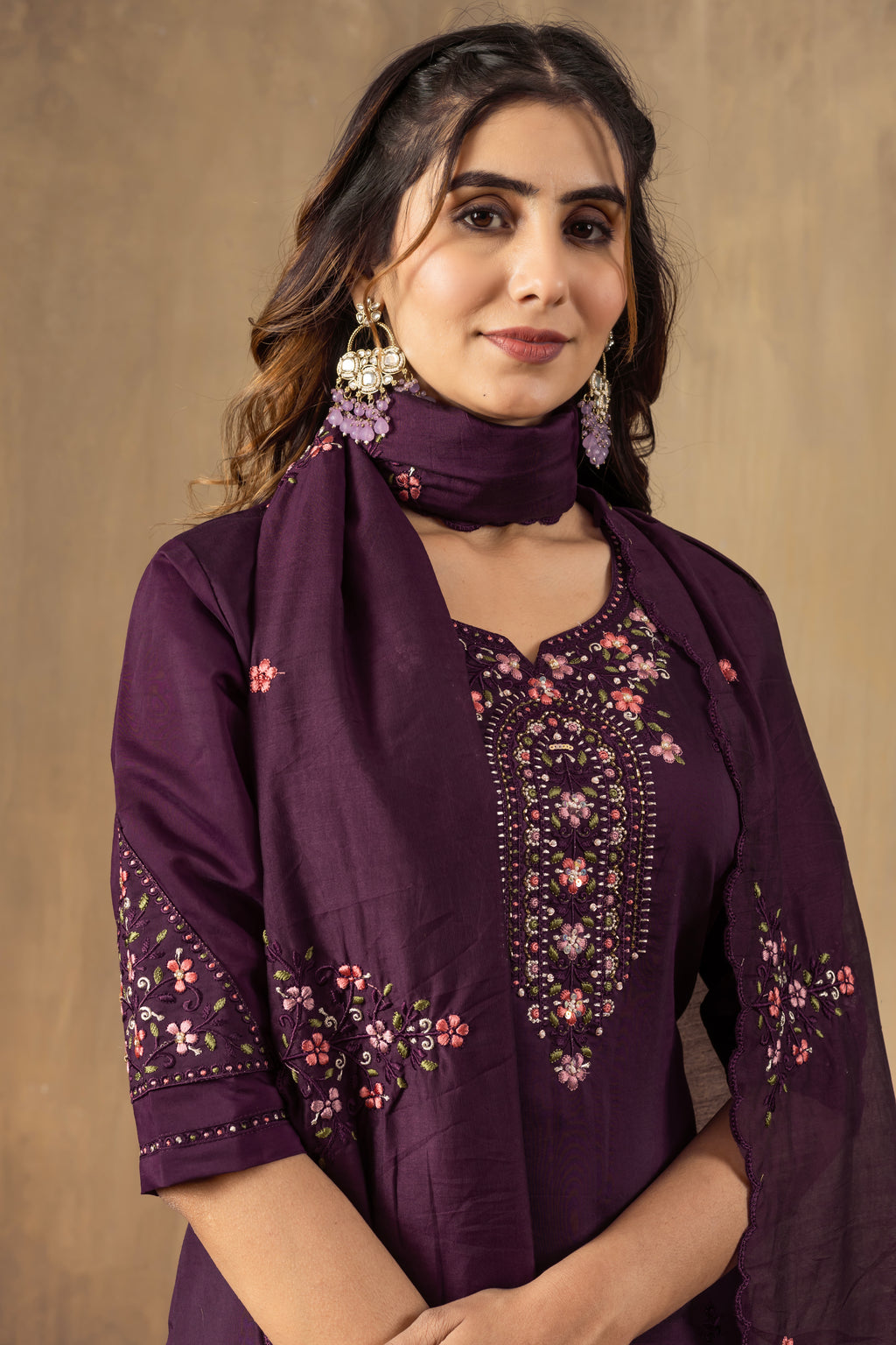 Elegant Roman Silk Kurta Pant Dupatta Set for Women