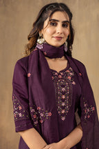 Elegant Roman Silk Kurta Pant Dupatta Set for Women