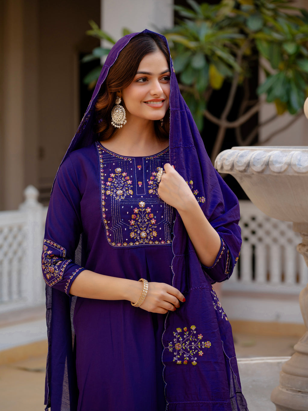 Designer Embroidered Mango Silk Suit Set for Women
