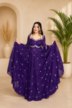 Neha Elegant Royal Purple Faux Georgette Anarkali Suit Set
