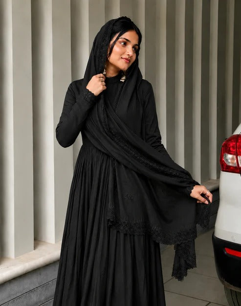 Very Beautiful Black Anarkali Suit Set with Dupatta