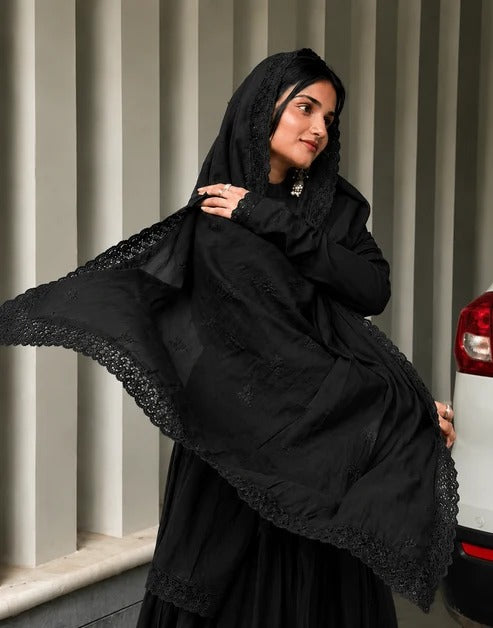 Very Beautiful Black Anarkali Suit Set with Dupatta