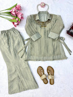 Luxury Seafoam Green Salsa Crushed Festive Co-Ord Set