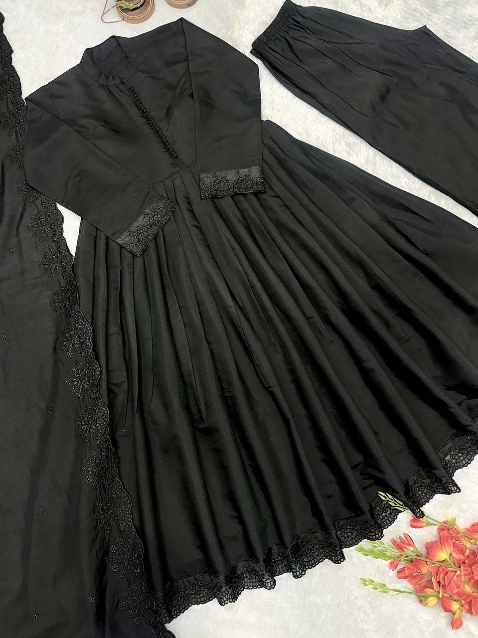 Very Beautiful Black Anarkali Suit Set with Dupatta