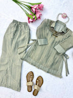 Luxury Seafoam Green Salsa Crushed Festive Co-Ord Set