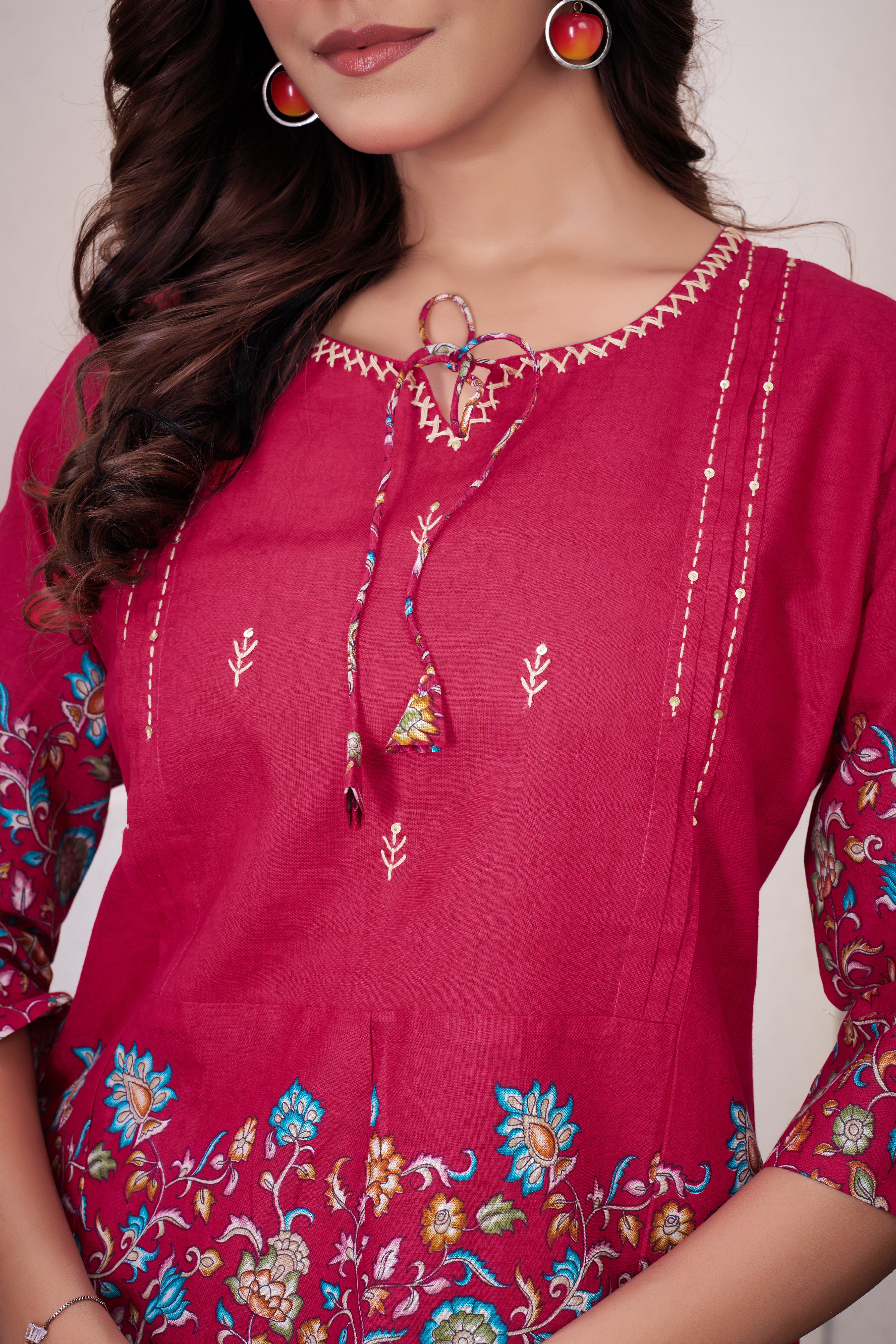 Beautiful Pink Designer Pure Cotton Co-ord Set