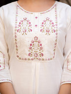 Very Attractive White Pure Viscose Mango Silk Suit Set