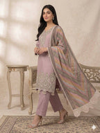 Elegant Star Georgette Embroidered Salwar Suit with Multicolor Chevron Dupatta