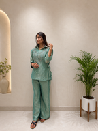 Very Beautiful Sage Green Salsa Silk HandWork Co-Ord Set