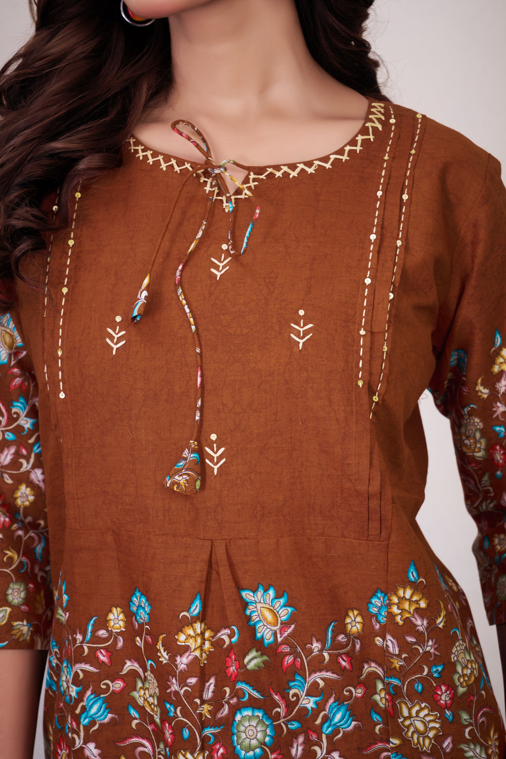 Elegant Rust Designer Pure Cotton Co-ord Set