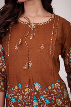 Elegant Rust Designer Pure Cotton Co-ord Set