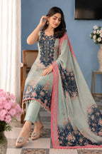 Elegant Floral Printed Muslin Ethnic Suit for Women