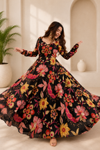 Catchy Bloom Tabby Organza Flared Gown Set