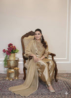 Royal Gold Fandy Silk Sequence Embroidered Salwar Suit Set