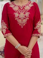 Luxury Roman Silk Embroidered Ethnic Suit Set