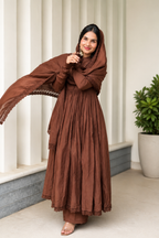 New Designer Party Wear Look Roman Silk Embroidered Anarkali Gown Set
