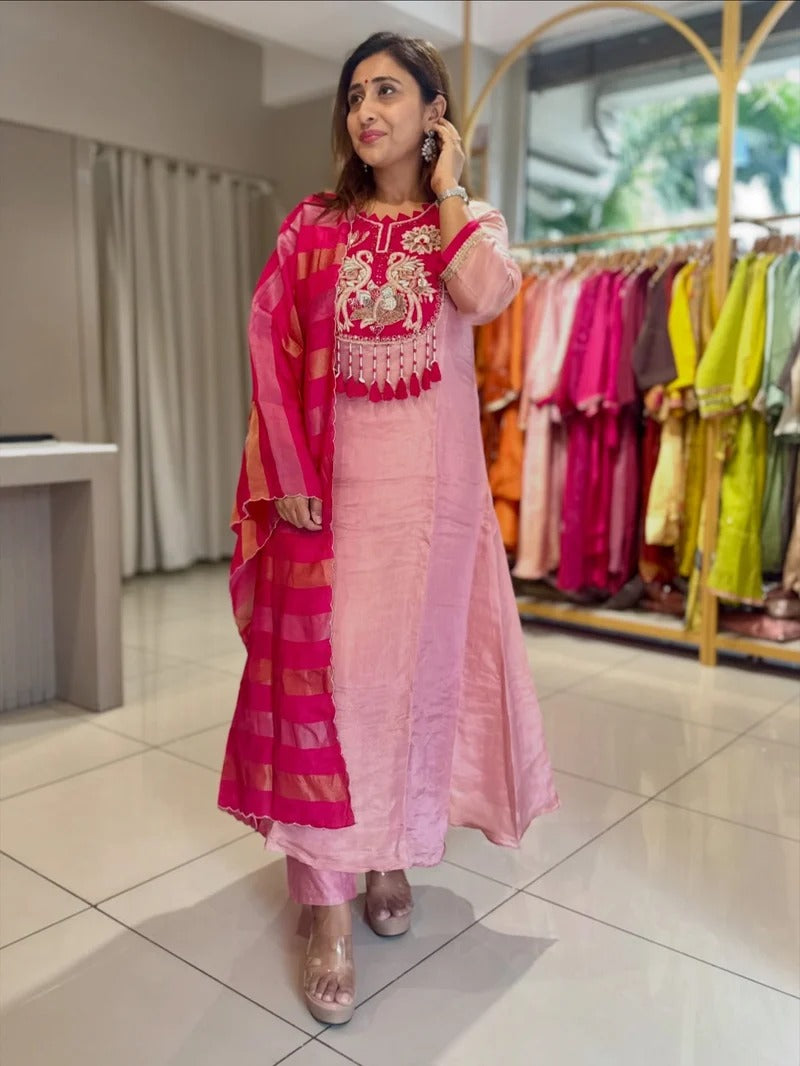 Festive Blush Pink Royale Embroidered Suit Set