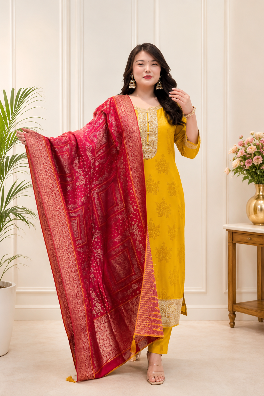 Designer Pure Banarasi Jacquard Weaving Suit Set with Dupatta